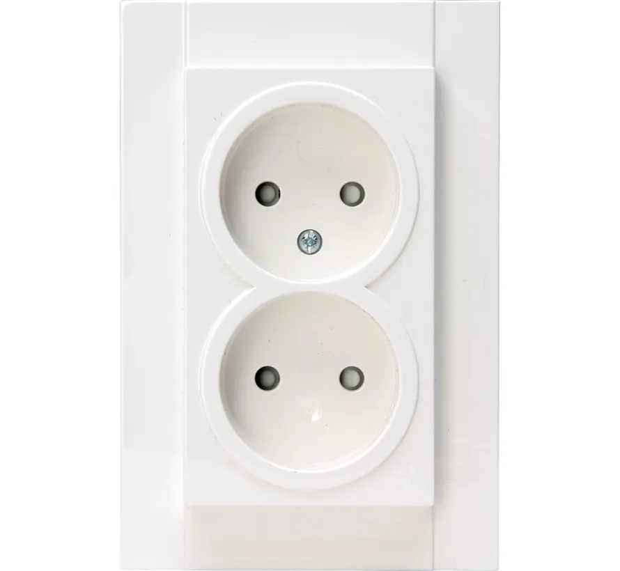 wandcontactdoos 2-voudig zonder randaarde Safety+ voor enkele inbouwdoos HK07 Athenis wit (950029005)