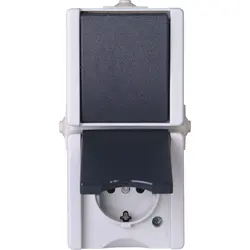Kopp opbouw combinatie wisselschakelaar en wandcontactdoos randaarde verticaal IP44 proAQA grijs (139356003)
