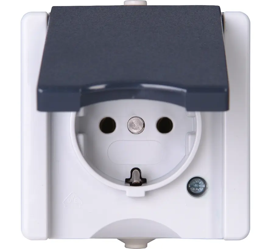 opbouw wandcontactdoos randaarde deksel IP44 ProAQA grijs (947456005)