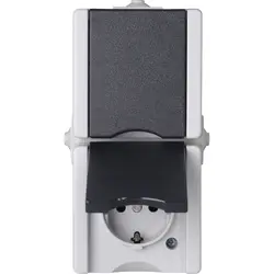 Kopp opbouw wandcontactdoos voorbedraad 2-voudig randaarde deksel verticaal IP44 proAQA grijs (947555007)