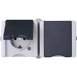 Kopp opbouw wandcontactdoos voorbedraad 2-voudig randaarde deksel horizonaal IP44 ProAQA grijs (950655000)