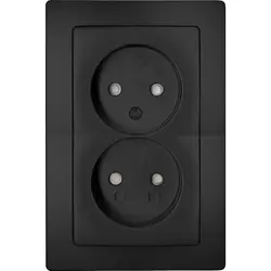 Kopp wandcontactdoos 2-voudig zonder randaarde Safety+ voor enkele inbouwdoos HK05 Paris zwart mat (944750081)