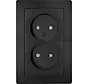 wandcontactdoos 2-voudig zonder randaarde Safety+ voor enkele inbouwdoos HK05 Paris zwart mat (944750081)