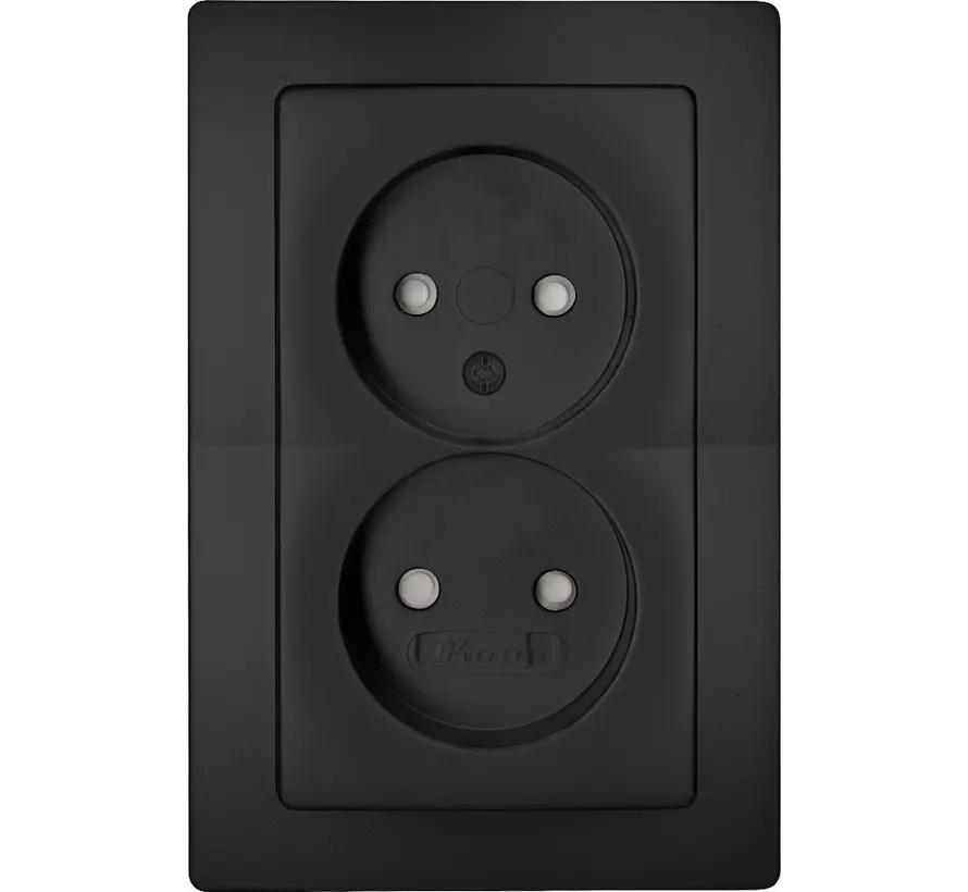 wandcontactdoos 2-voudig zonder randaarde Safety+ voor enkele inbouwdoos HK05 Paris zwart mat (944750081)