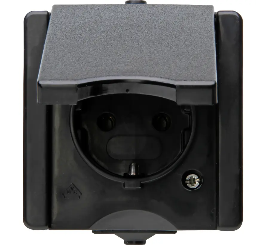 opbouw wandcontactdoos randaarde deksel IP44 ProAQA zwart (947405009)