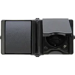 Kopp opbouw combinatie wisselschakelaar en wandcontactdoos randaarde horizontaal IP44 proAQA zwart (139405000)