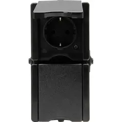 Kopp opbouw wandcontactdoos 2-voudig randaarde deksel verticaal IP44 ProAQA zwart (947505002)