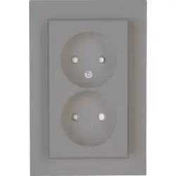 Kopp wandcontactdoos 2-voudig zonder randaarde Safety+ voor enkele inbouwdoos HK07 Athenis staal grijs (950047007)