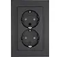 wandcontactdoos 2-voudig randaarde Safety+ voor enkele inbouwdoos HK07 Athenis antraciet (940215003)
