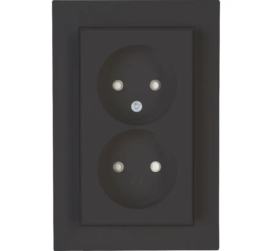 wandcontactdoos 2-voudig zonder randaarde Safety+ voor enkele inbouwdoos HK07 Athenis antraciet (950015004)
