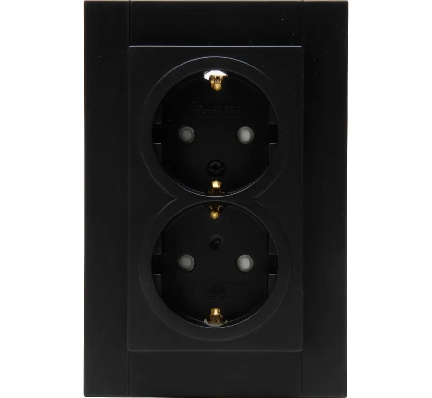 wandcontactdoos 2-voudig randaarde Safety+ voor enkele inbouwdoos HK07 Athenis zwart mat (940250006)