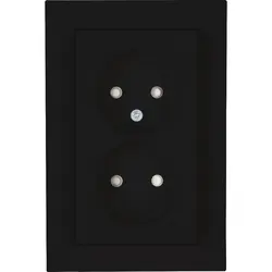 Kopp wandcontactdoos 2-voudig zonder randaarde Safety+ voor enkele inbouwdoos HK07 Athenis zwart mat (950050007)