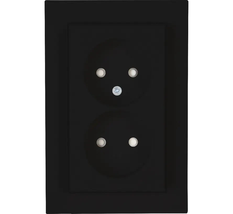 wandcontactdoos 2-voudig zonder randaarde Safety+ voor enkele inbouwdoos HK07 Athenis zwart mat (950050007)