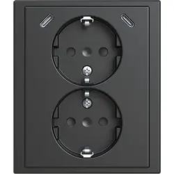 Busch-Jaeger wandcontactdoos 2-voudig randaarde Safety+ en 2x USB C voor enkele inbouwdoos Future Linear antraciet glans (202EUJRB2USBC-81)