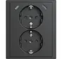 wandcontactdoos 2-voudig randaarde Safety+ en 2x USB C voor enkele inbouwdoos Future Linear antraciet glans (202EUJRB2USBC-81)