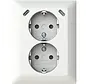 wandcontactdoos 2-voudig randaarde Safety+ en 2x USB C voor enkele inbouwdoos Balance SI wit glans (202EUJRB2USBC-914)