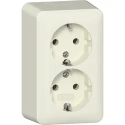 Gira wandcontactdoos 2-voudig randaarde met interne montageplaat opbouw creme (478012)