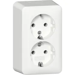 Gira wandcontactdoos 2-voudig randaarde met interne montageplaat opbouw wit (478013)