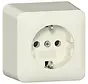 wandcontactdoos randaarde met interne montageplaat opbouw creme (444012)