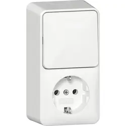 Gira combinatie schakelaar en wandcontactdoos randaarde met interne montageplaat opbouw wit (417613)