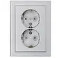 wandcontactdoos 2-voudig randaarde Safety+ voor ovale 1,5 inbouwdoos Future Linear aluzilver mat (302EUJT-83)