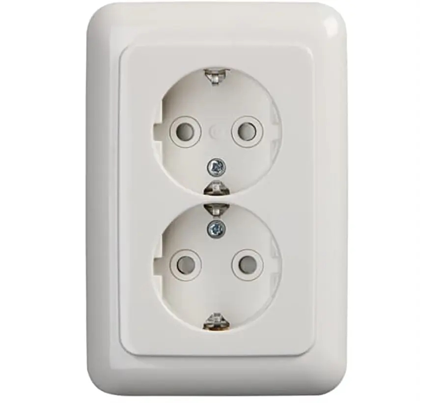 wandcontactdoos 2-voudig randaarde Safety+ voor ovale 1,5 inbouwdoos Reflex SI (302EUJT-214)