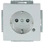 wandcontactdoos randaarde Safety+ met LED-controleverlichting Future Linear aluzilver (20 EUCBL-83)