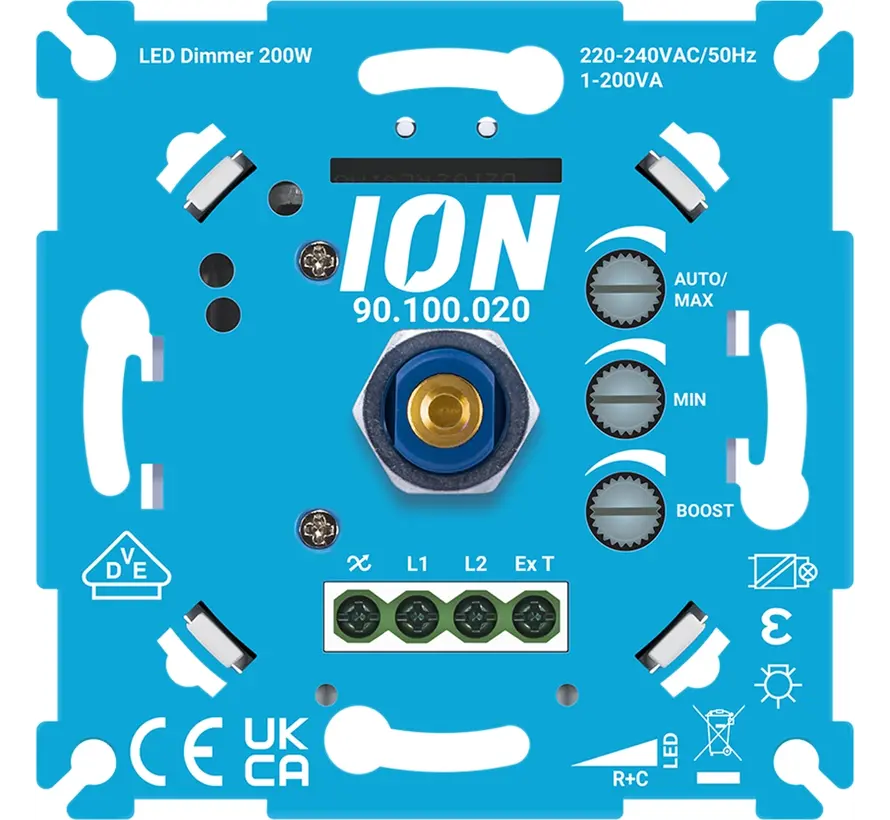 universele LED-dimmer 0,3-200 watt RC met boostfunctie (90.100.020)