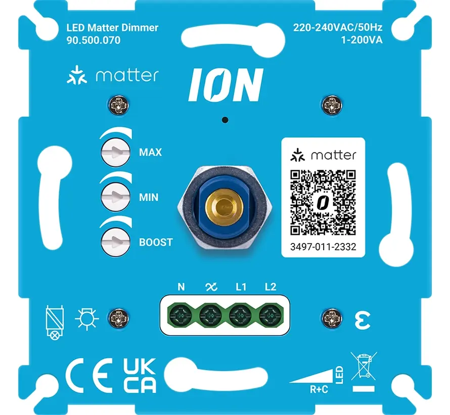 universele Matter-LED-dimmer 0,3-200 watt RC met boostfunctie (90.500.070)