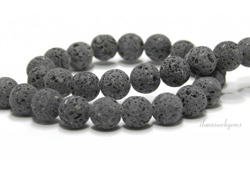 Lavasteinperlen anthrazitgrau um 12mm