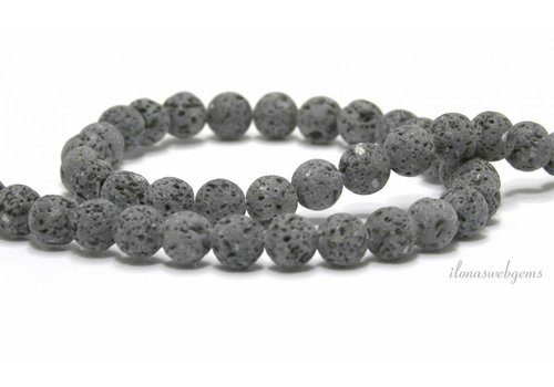 Lava stone beads anthracite gray round approx. 8.5mm