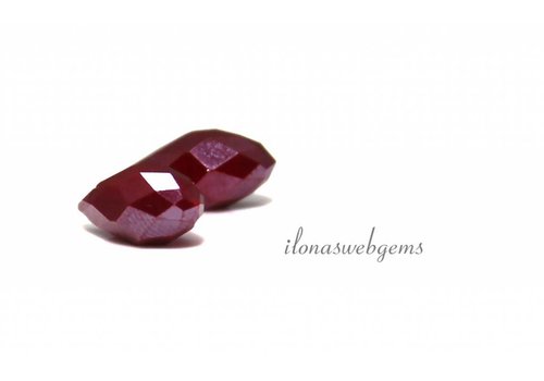 1 paar Swarovski style druppels rood-paars ca. 12x6mm