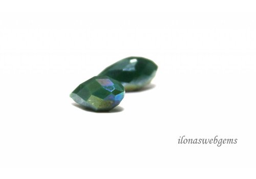 1 pair Swarovski style drops blue-green around 12x6mm