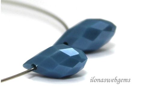 1 Paar Swarovski-Stil fällt blau ca. 12x6mm