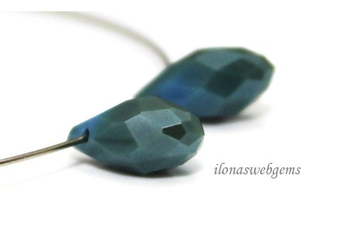 1 Paar Swarovski Style Tropfen grau-blau um 12x6mm