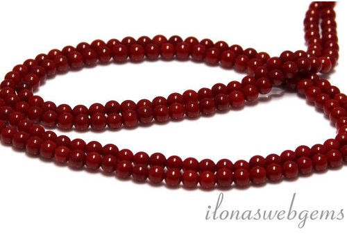 Koraal kralen mini rond rood ca. 3mm