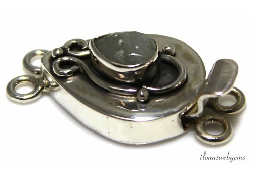 Sterling silver box lock with aquamarine
