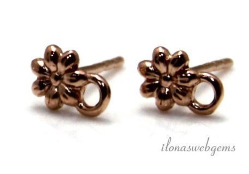 1 Paar Ohrstecker mit Blumenmotiv aus Rose Vermeil