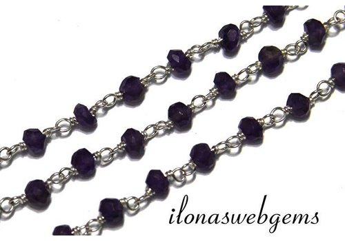 10 cm sterling silver necklace with beads Amethyst