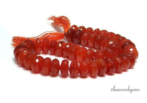 Carnelian - Carnelian beads faceted roundel ascending from approx. 10x5 to 12.5x 8mm
