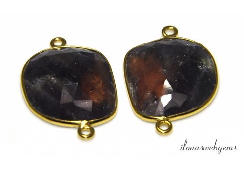 2 Vermeil connectors with sapphire approx. 28x17mm
