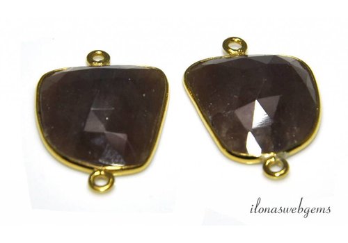 2 Vermeil-Verbinder mit Saphir ca. 26x16mm