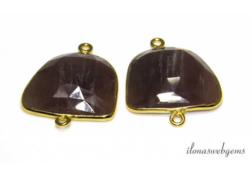 2 Vermeil connectors with Sapphire approx. 25x20mm