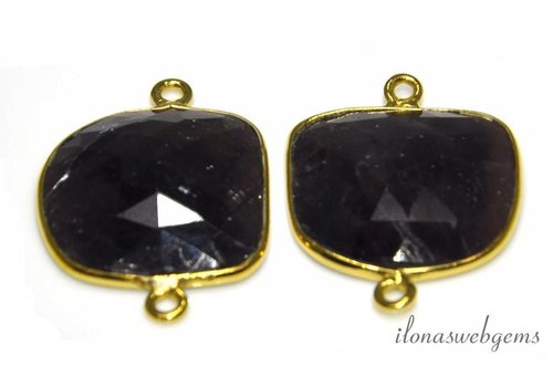 2 Vermeil connectors with Sapphire approx. 25x18mm