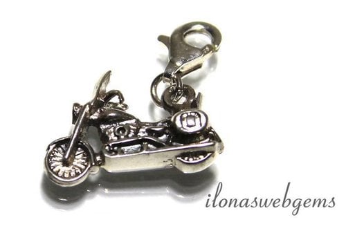 Sterling Silver Charm Lucky charm `motor fiets` app. 18x13mm