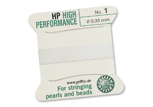 WHITE: Griffin Beading Thread High Performance 0.35mm No. 1