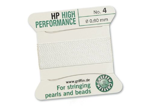 WHITE: Griffin Beading Thread High Performance 0.60mm No. 4