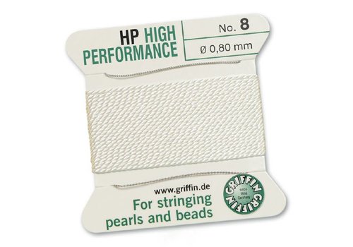WHITE: Griffin Beading Wire High Performance 0.80mm No. 8