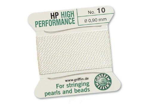 WHITE: Griffin Beading Thread High Performance 0.90mm No. 10