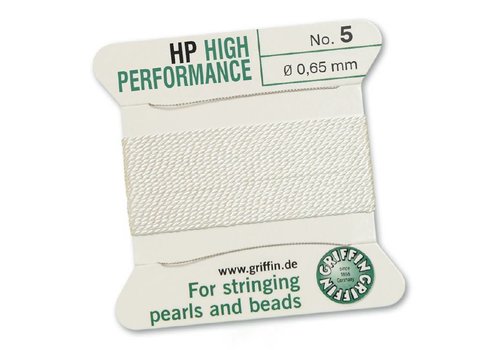 WHITE: Griffin Beading Thread High Performance 0.65mm No. 5